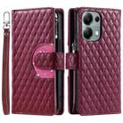 For Xiaomi Redmi Note 13 Pro 4G Global Glitter Lattice Zipper Wallet Leather Phone Case(Wine Red) - 1