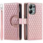 For Xiaomi Redmi Note 13 Pro 4G Global Glitter Lattice Zipper Wallet Leather Phone Case(Rose Gold) - 1