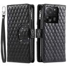 For Xiaomi 13T / 13T Pro Glitter Lattice Zipper Wallet Leather Phone Case(Black) - 1