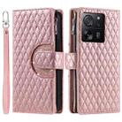 For Xiaomi Redmi K60 Ultra Glitter Lattice Zipper Wallet Leather Phone Case(Rose Gold) - 1