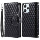 For Xiaomi Poco M6 Pro 5G Glitter Lattice Zipper Wallet Leather Phone Case(Black) - 1