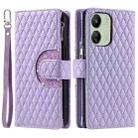 For Xiaomi Redmi 13R Glitter Lattice Zipper Wallet Leather Phone Case(Purple) - 1