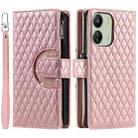 For Xiaomi Redmi 13R Glitter Lattice Zipper Wallet Leather Phone Case(Rose Gold) - 1