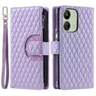 For Xiaomi Poco C65 Glitter Lattice Zipper Wallet Leather Phone Case(Purple) - 1