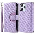 For Xiaomi Redmi Note 12R Glitter Lattice Zipper Wallet Leather Phone Case(Purple) - 1