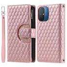 For Xiaomi Poco C55 Glitter Lattice Zipper Wallet Leather Phone Case(Rose Gold) - 1