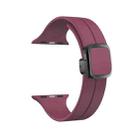 For Apple Watch SE 2023 44mm Magnetic Square Buckle Silicone Watch Band(Wine Red) - 1