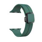 For Apple Watch SE 2023 44mm Magnetic Square Buckle Silicone Watch Band(Pine Green) - 1