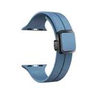 For Apple Watch Series 9 45mm Magnetic Square Buckle Silicone Watch Band(Blue) - 1