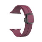 For Apple Watch Series 9 45mm Magnetic Square Buckle Silicone Watch Band(Wine Red) - 1