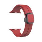 For Apple Watch Series 7 45mm Magnetic Square Buckle Silicone Watch Band(Red) - 1