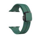 For Apple Watch SE 44mm Magnetic Square Buckle Silicone Watch Band(Pine Green) - 1