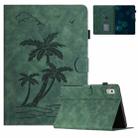 For Lenovo Tab M9 TB-310FU Coconut Tree Embossed Smart Leather Tablet Case(Green) - 1