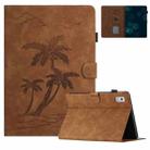 For Lenovo Tab M9 TB-310FU Coconut Tree Embossed Smart Leather Tablet Case(Brown) - 1