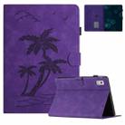 For Lenovo Tab M9 TB-310FU Coconut Tree Embossed Smart Leather Tablet Case(Purple) - 1