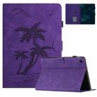 For Lenovo Tab M10 Plus 10.6 3rd Gen Coconut Tree Embossed Smart Leather Tablet Case(Purple) - 1