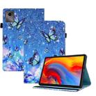 For Lenovo Tab M11 / Xiaoxin Pad 11 2024 Colored Drawing Stitching Elastic Band Leather Smart Tablet Case(Butterfly) - 1