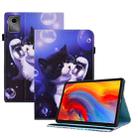 For Lenovo Tab M11 / Xiaoxin Pad 11 2024 Colored Drawing Stitching Elastic Band Leather Smart Tablet Case(Bubble Cat) - 1
