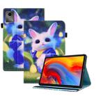 For Lenovo Tab M11 / Xiaoxin Pad 11 2024 Colored Drawing Stitching Elastic Band Leather Smart Tablet Case(Cute Rabbit) - 1