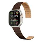 For Apple Watch SE 2023 44mm Two Color Loop Magnetic Silicone Watch Band(Dark Brown+Light Brown) - 1