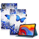 For Lenovo Tab M11 / Xiaoxin Pad 11 2024 Colored Drawing Stitching Elastic Band Smart Leather Tablet Case(Flower Butterfly) - 1