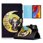 For Lenovo Tab M11 / Xiaoxin Pad 11 2024 Colored Drawing Sewing Pen Slot Leather Tablet Case(Moon Baby Elephant) - 1