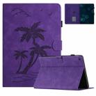 For Amazon Kindle Fire HD8 2022/2020 Coconut Tree Embossed Smart Leather Tablet Case(Purple) - 1