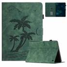 For Amazon Kindle Fire HD10 Plus 2021 Coconut Tree Embossed Smart Leather Tablet Case(Green) - 1