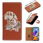 For Samsung Galaxy A21s Pure Color Painting Horizontal Flip Leather Case with Card Slot & Holder(Dog) - 1