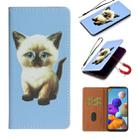 For Samsung Galaxy A21s Pure Color Painting Horizontal Flip Leather Case with Card Slot & Holder(Cat) - 1