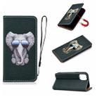 For iPhone 12 / 12 Pro Pure Color Painting Horizontal Flip Leather Case with Card Slot & Holder(Elephant) - 1