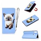 For Huawei Y6p Pure Color Painting Horizontal Flip Leather Case with Card Slot & Holder(Cat) - 1