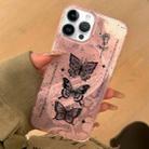 For iPhone 14 Pro Max Dual-layer Water Rippled Acrylic Hybrid TPU Phone Case(Pink Butterflies) - 1