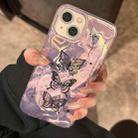 For iPhone 13 Pro Dual-layer Water Rippled Acrylic Hybrid TPU Phone Case(Purple Butterflies) - 4