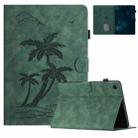 For Samsung Galaxy Tab A9 X110/X115 Coconut Tree Embossed Leather Tablet Case(Green) - 1