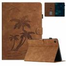 For Samsung Galaxy Tab A9 X110/X115 Coconut Tree Embossed Leather Tablet Case(Brown) - 1