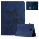 For Samsung Galaxy Tab A 10.1 T580/T585 Coconut Tree Embossed Smart Leather Tablet Case(Blue) - 1