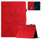 For Samsung Galaxy Tab S8 X700/X706 Coconut Tree Embossed Smart Leather Tablet Case(Red) - 1