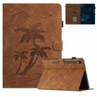 For Samsung Galaxy Tab S8 X700/X706 Coconut Tree Embossed Smart Leather Tablet Case(Brown) - 1