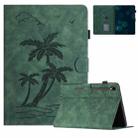 For Samsung Galaxy Tab S7 T870/T875 Coconut Tree Embossed Smart Leather Tablet Case(Green) - 1