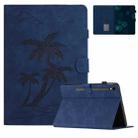 For Samsung Galaxy Tab S9 X710/X716B/X718U Coconut Tree Embossed Smart Leather Tablet Case(Blue) - 1