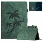 For Samsung Galaxy Tab S9 X710/X716B/X718U Coconut Tree Embossed Smart Leather Tablet Case(Green) - 1