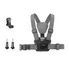 3 in 1 Adjustable Body Mount Belt Chest Strap with Mount & Screw(Grey) - 1