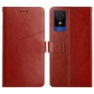 For TCL 502 Y-shaped Pattern Flip Leather Phone Case(Brown) - 1