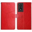 For TCL 505 Y-shaped Pattern Flip Leather Phone Case(Red) - 1