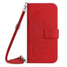 For TCL 502 Skin Feel Sun Flower Embossed Flip Leather Phone Case with Lanyard(Red) - 2