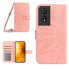 For TCL 50 SE/40 NxtPaper 4G Skin Feel Sun Flower Embossed Flip Leather Phone Case with Lanyard(Pink) - 1