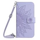 For TCL 60 5G Skin Feel Sun Flower Embossed Flip Leather Phone Case with Lanyard(Purple) - 2