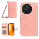 For TCL 60 5G Skin Feel Sun Flower Embossed Flip Leather Phone Case with Lanyard(Pink) - 1