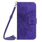 For TCL 60 5G Skin Feel Sun Flower Embossed Flip Leather Phone Case with Lanyard(Dark Purple) - 2